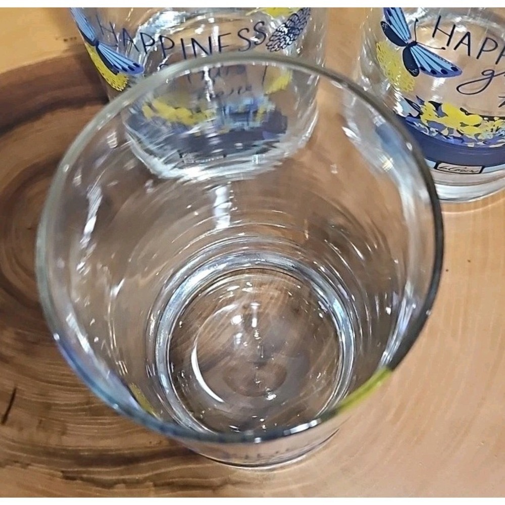 Vintage Set Of 3 "Happiness Grows Here" Drinking Tumbler Glasses Tall 16oz - Picture 6 of 7